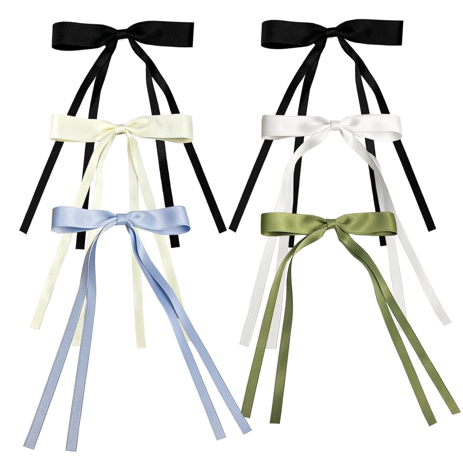 SAMOKA 6 PCS Hair Ribbon Bows| Hair Rinnons for Women Girls| Ribbon Hair Clips With Long Tail| Bi... | Amazon (US)