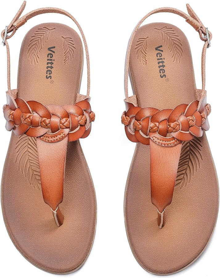 Veittes Women's Casual Flat Slide Sandals - Comfortable Slip-On with Ankle Strap,Round Open Toe l... | Amazon (US)