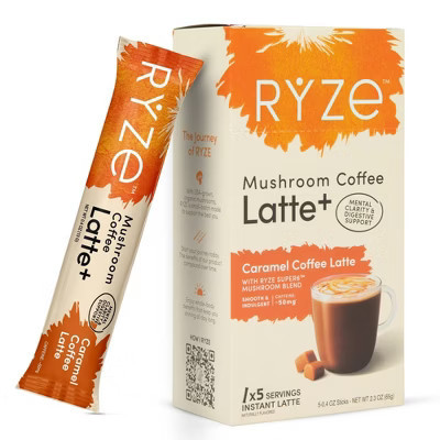 RYZE Caramel Mushroom Coffee Latte sticks - 2.3oz/5ct | Target