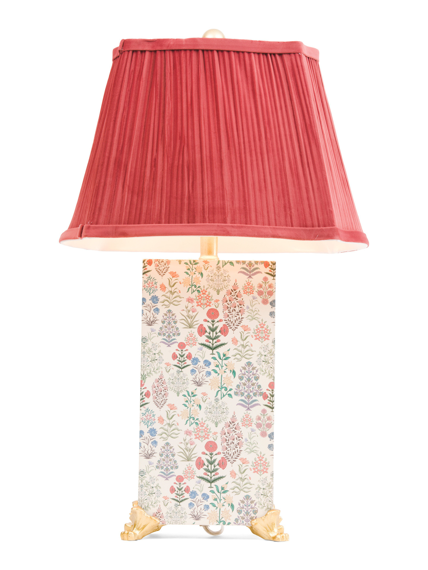 25in Floral Pattern Table Lamp With Pleated Shade | TJ Maxx
