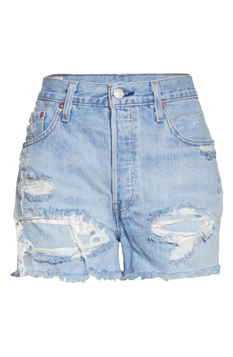 501® High Waist Ripped Cutoff Denim Shorts | Nordstrom