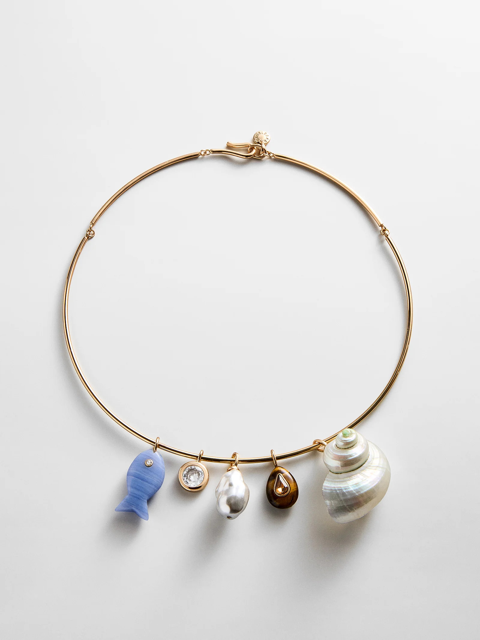Kacey Removable Charm Collar Necklace - Gold/Pearl | BaubleBar