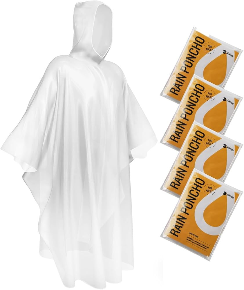SaphiRose Disposable Rain Ponchos Emergency Clear Poncho | Amazon (US)