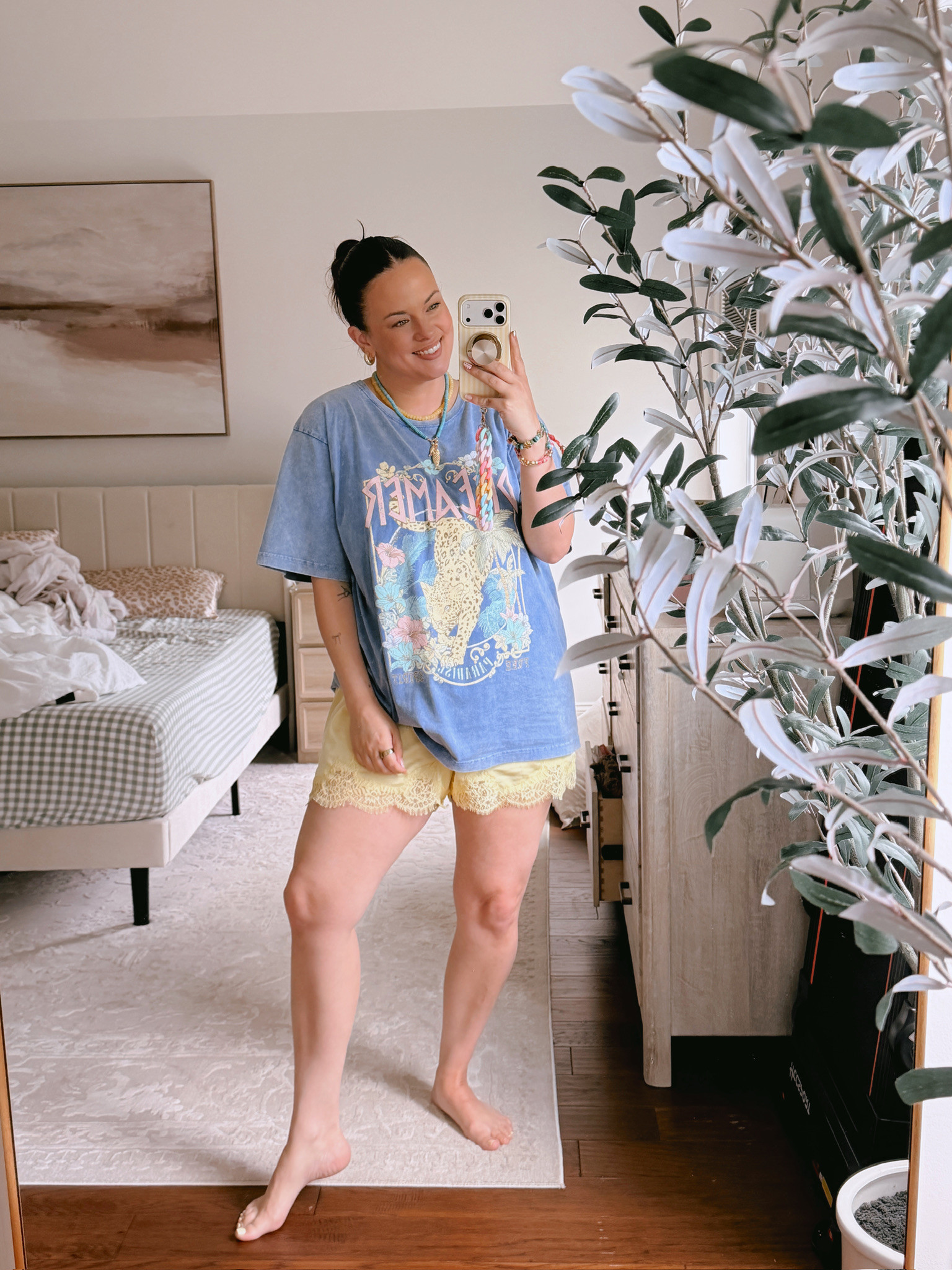 wearing a large in the tee and the shorts

#LTKSeasonal #LTKMidsize