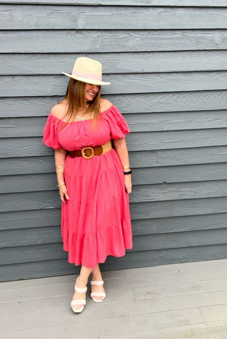 Watermelon hues and fedora toppers. Spring edition.. this dress is so fun and voluminous. Available in many shades. 

#LTKSpringSale #LTKstyletip #LTKmidsize