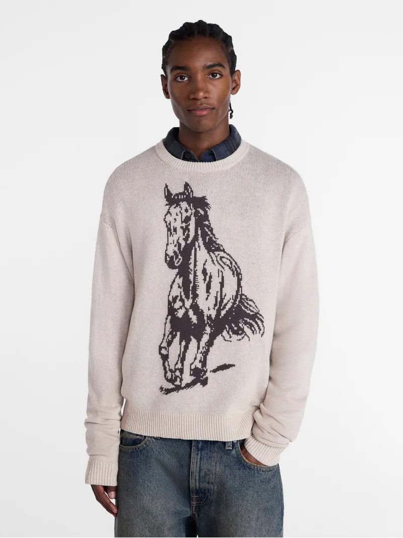 No Boundaries Western Graphic Oversized Fit Sweater, Men's Sizes XS-5XB | Walmart (US)