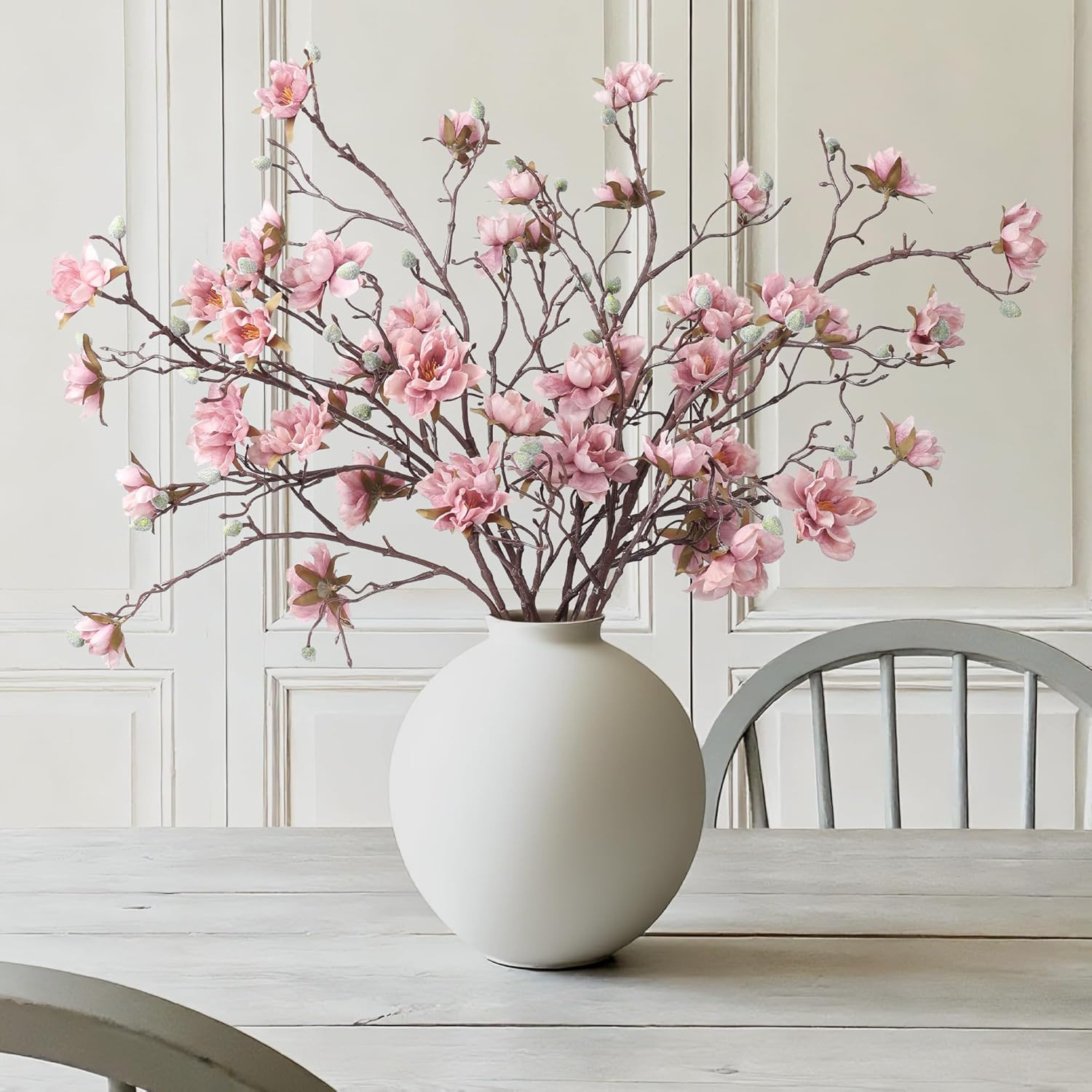 HyeFlora 3PCS Artificial Magnolia Flowers Stems for Spring Decoration, Faux Pink Magnolia Branche... | Amazon (US)