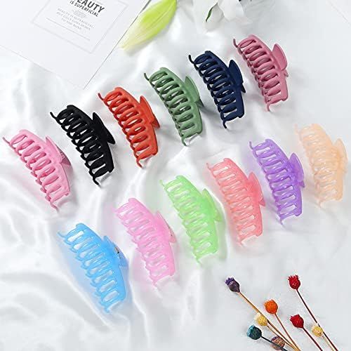 12 Pcs Large Hair Claw Clips Nonslip 4.3 Inch Big Banana Hair Claw Clips 6 Candy and 6 Matte Colo... | Amazon (US)