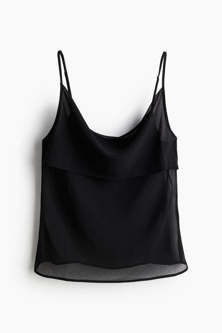Cowl-neck strappy top - Black - Ladies | H&M GB | H&M (UK, MY, IN, SG, PH, TW, HK)