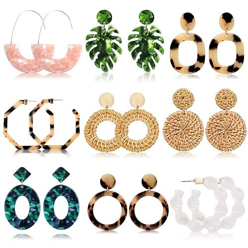 Acrylic Earrings for Women Drop Dangle Leaf Earrings Resin Minimalist Bohemian Statement Jewelry | Amazon (US)