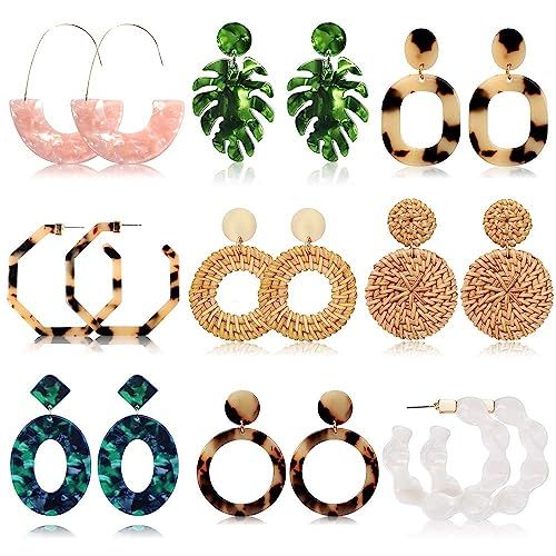 Acrylic Earrings for Women Drop Dangle Leaf Earrings Resin Minimalist Bohemian Statement Jewelry | Amazon (US)