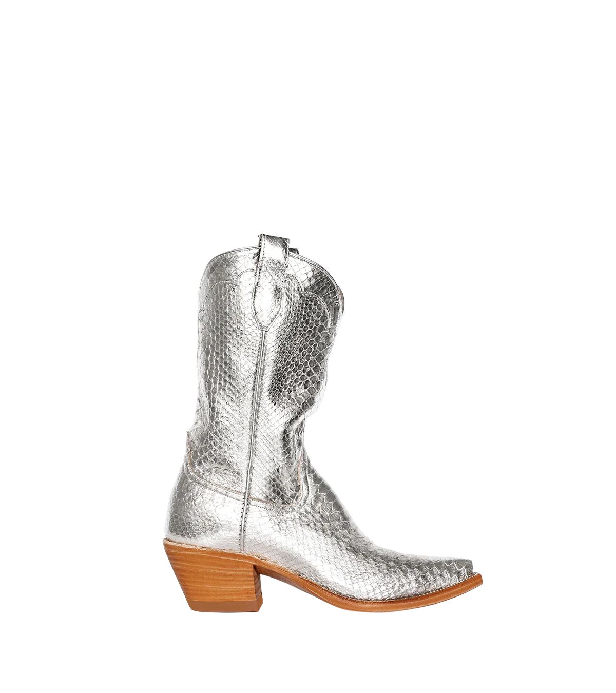Kerri Metallic Silver Python | Luxury Fashion Women's Cowboy Boots | Miron Crosby | Miron Crosby