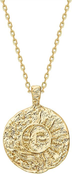 PAVOI 14K Gold Plated Engraved Coin Pendant Necklaces for Women | Byzantine Coin Pendants | Bohem... | Amazon (US)