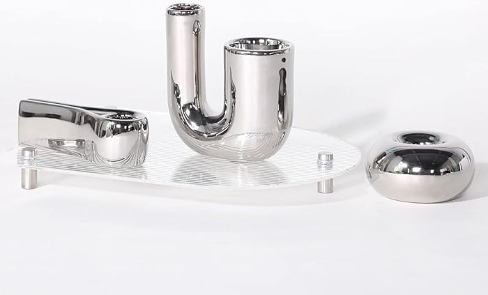 Silver Candlestick Holders, Decorative Taper Candle Holder Set Decor for Table Centerpiece Firepl... | Amazon (US)