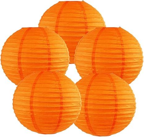 Just Artifacts 10-Inch Orange Chinese Japanese Paper Lanterns (Set of 5, Orange) | Amazon (US)