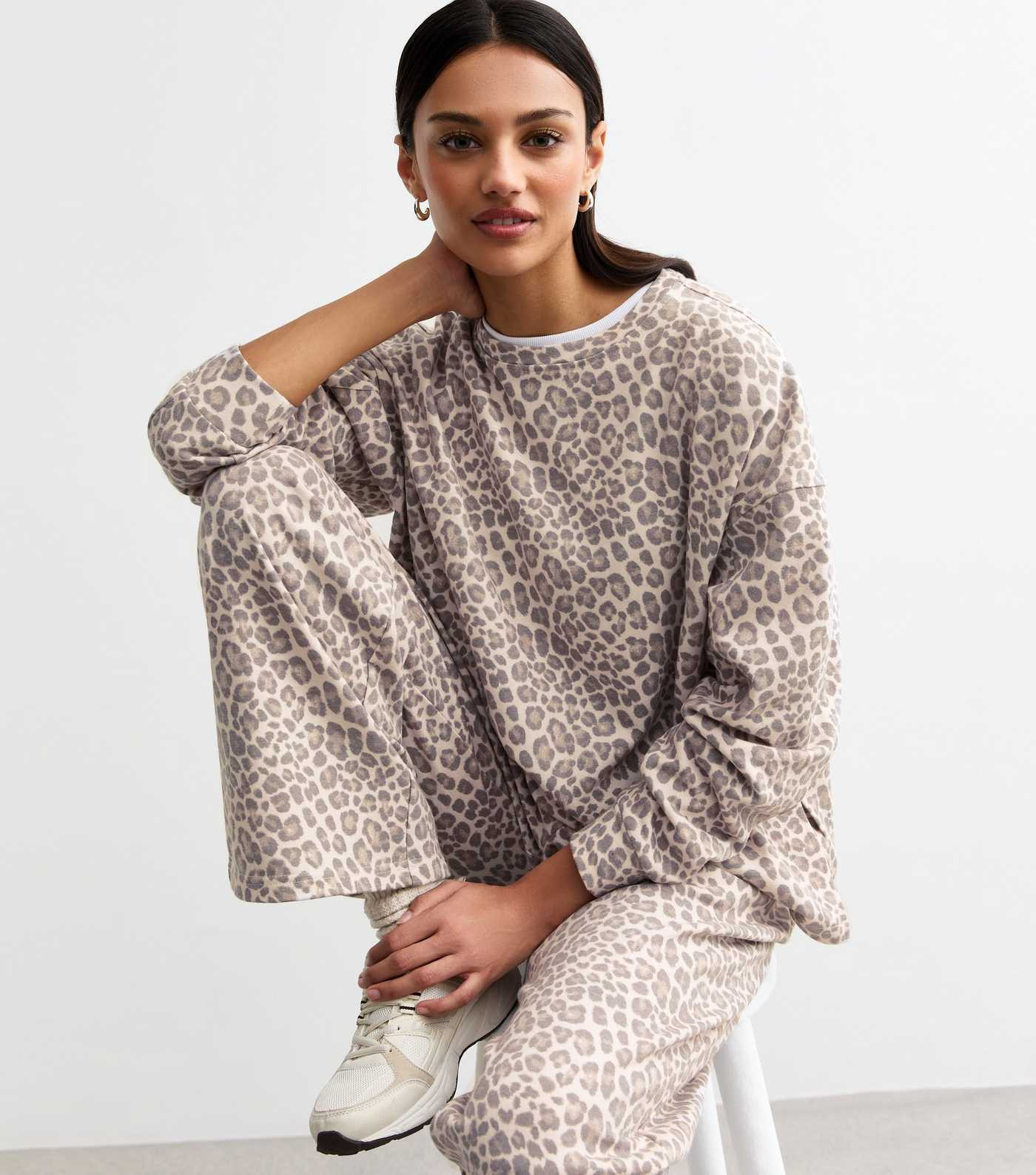 Brown Animal Print Slit Hem Jersey Sweatshirt | New Look | New Look (UK)