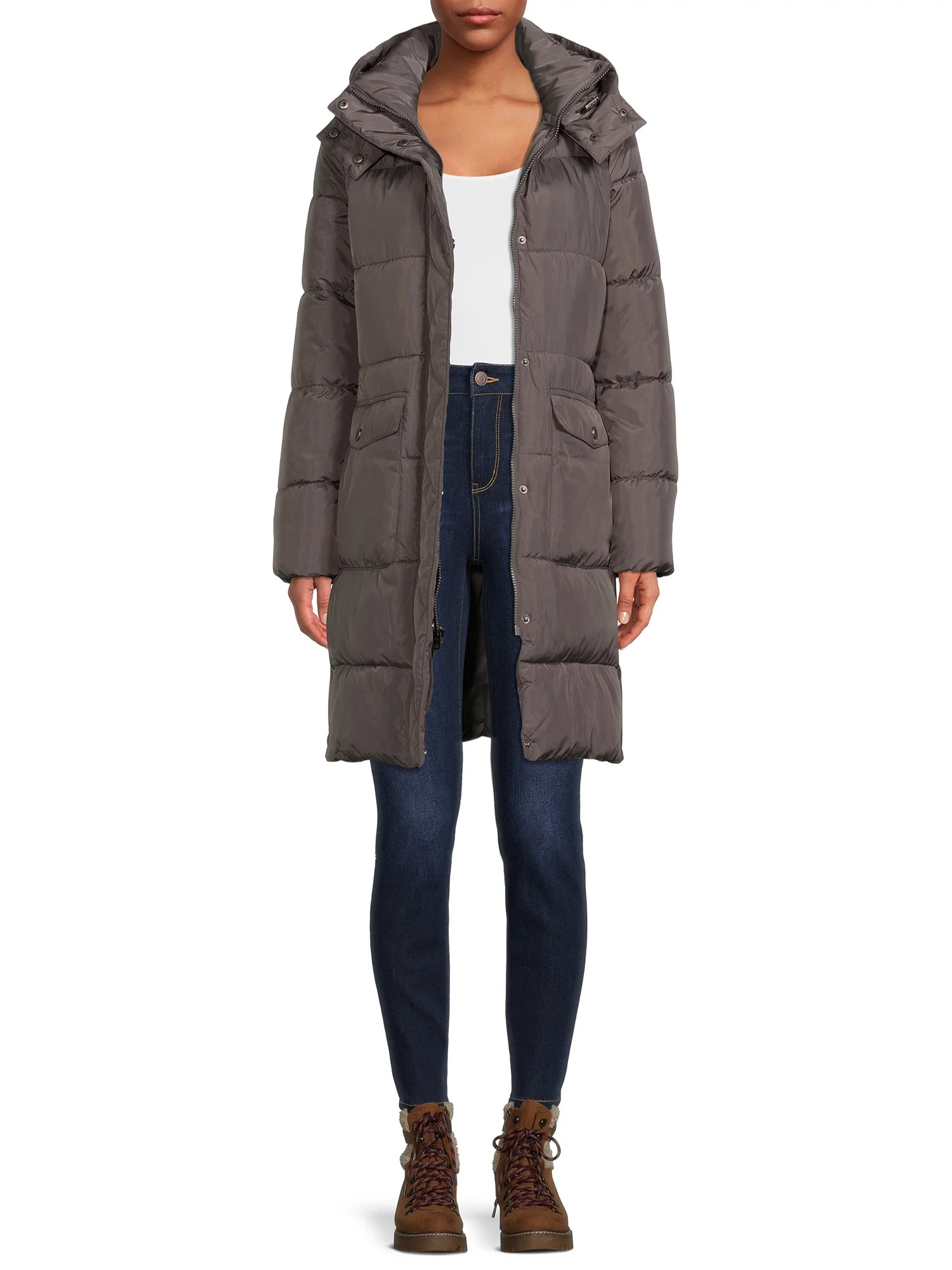 BCBG Paris Women's Long Puffer Coat with Hood - Walmart.com | Walmart (US)