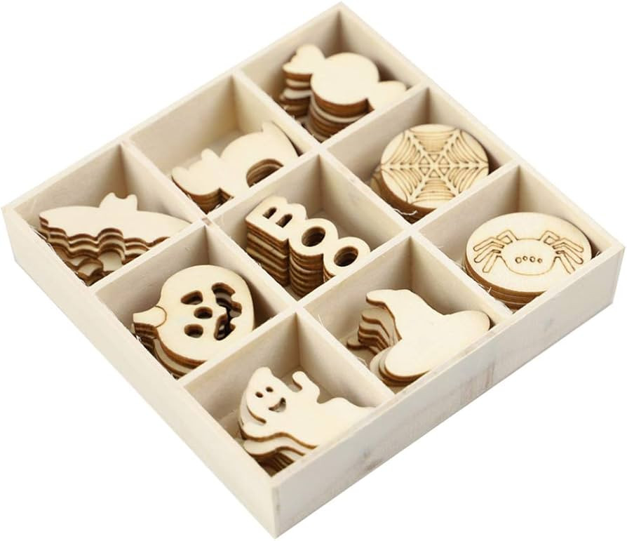 EXCEART Halloween Decorations Halloween Tags 72Pcs Halloween Wooden Slices Unfinished Wooden Hang... | Amazon (US)