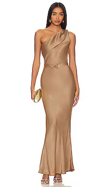 Karina Grimaldi Angelique Midi Dress in Mocha from Revolve.com | Revolve Clothing (Global)