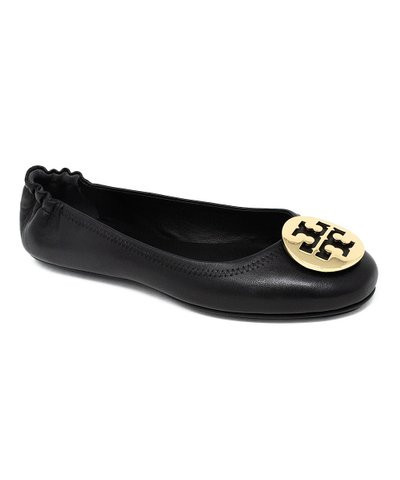 Black & Goldtone Minnie Leather Ballet Flat - Women | Zulily