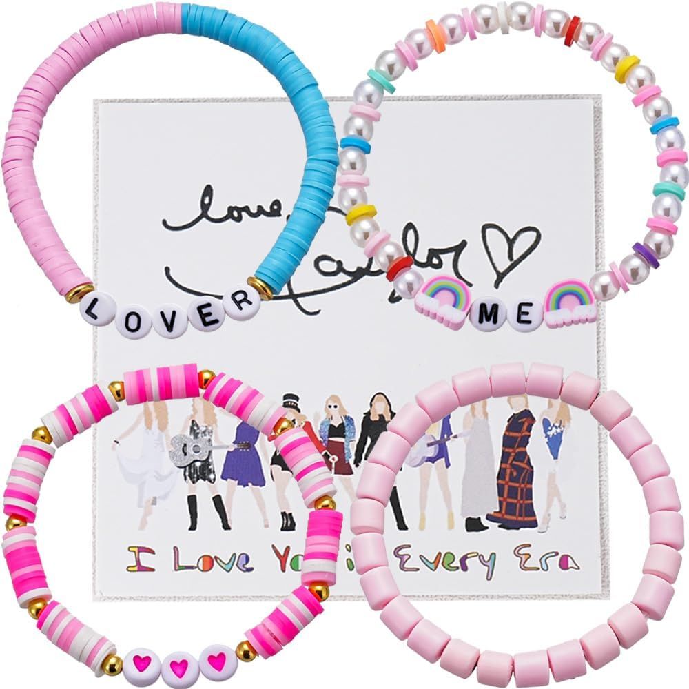 Taylor Album Songs Inspired Beaded Bracelets for SWIFTIE, 4Pcs Concert Outfits Friendship Bracele... | Amazon (US)