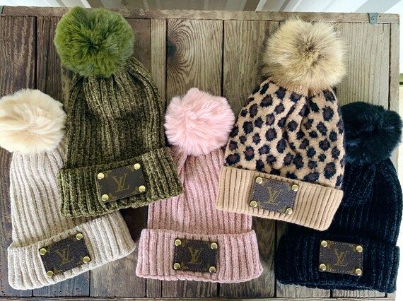 LV Beanie | Womens Winter Hat | Authentic LV Patch Beanie | Knit Pom Hat | Designer Hat | Gucci H... | Etsy (US)