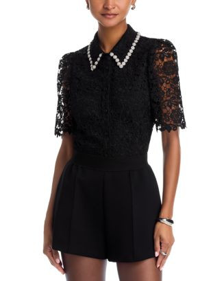 Embellished Collar Lace Top - Exclusive | Bloomingdale's (US)