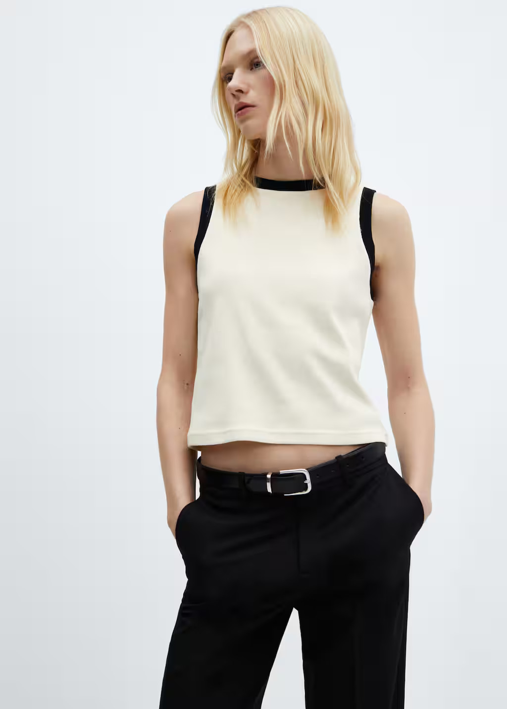 Contrast trim top -  Women | Mango USA | MANGO (US)