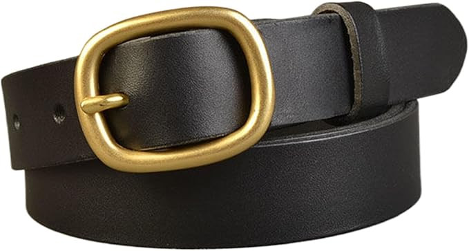Women's Belt, Fashion Cowboy Adjustable Leather Belt for Men with Metal Decorative Gold Pin Buckl... | Amazon (US)
