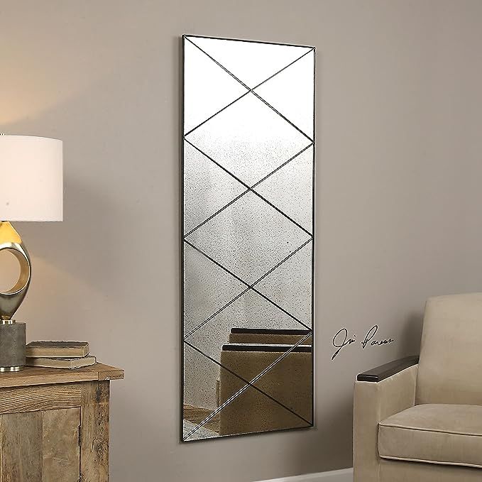 MY SWANKY HOME Contemporary Frameless Smoked Wall Mirror | Antiqued Divided | Amazon (US)