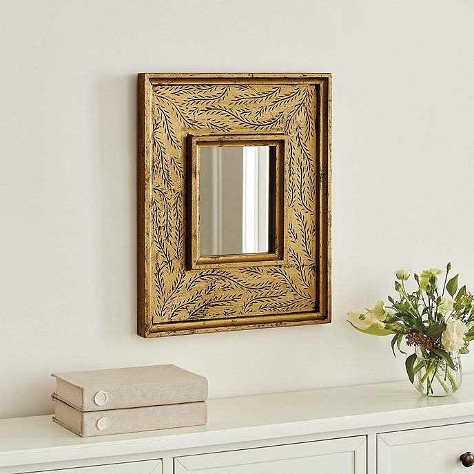 Natalie Mirror Etched Gold Wood Rectangle Wall Decor | Ballard Designs, Inc.