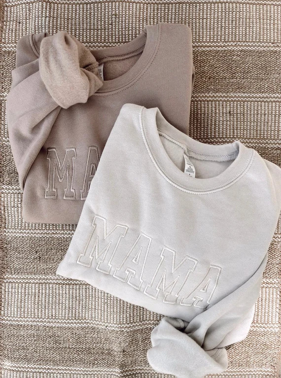 Neutral Embroidered MAMA Sweatshirt  Embroidered MAMA - Etsy | Etsy (US)