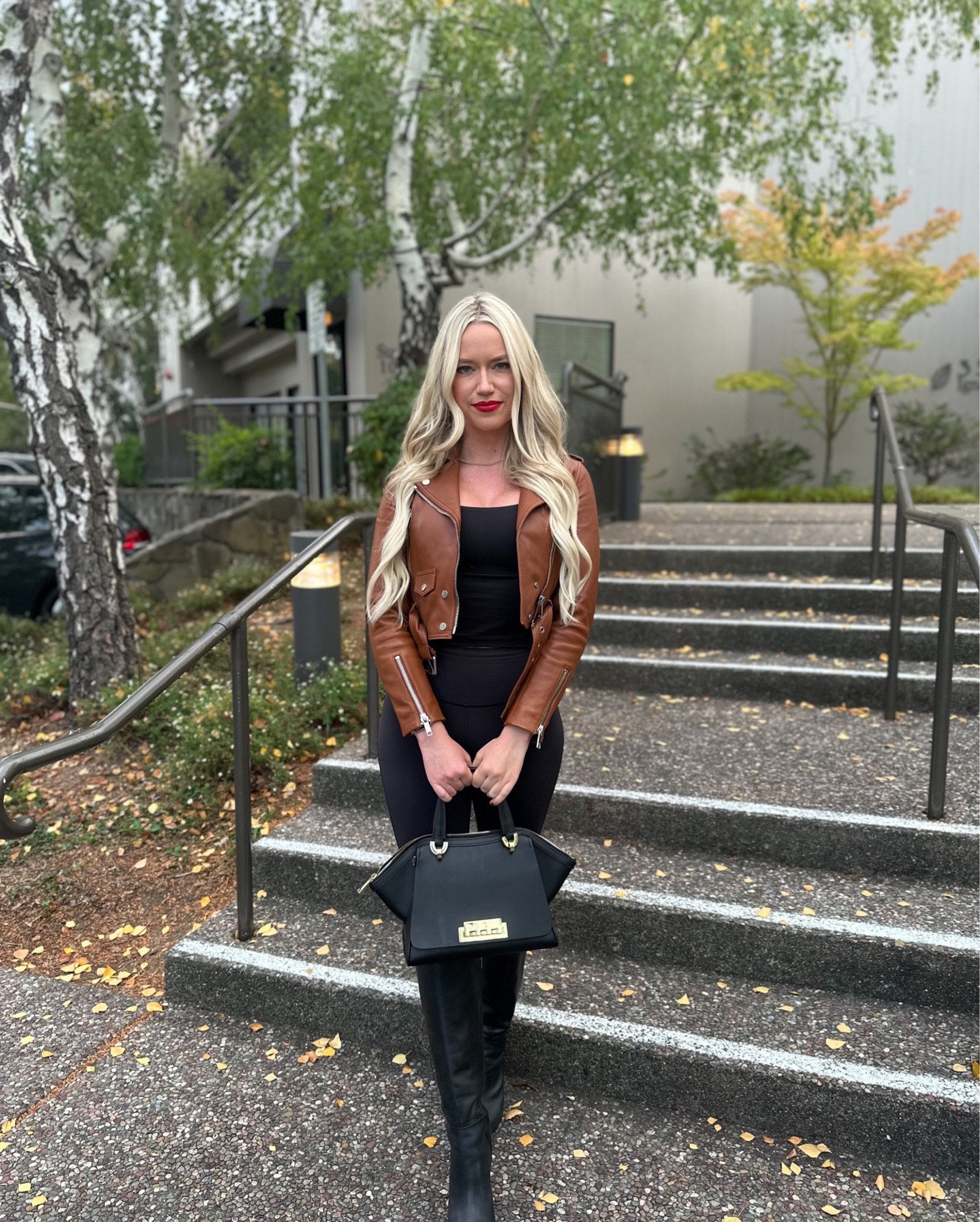 Leather jackets over Lululemon = perfect comfy style choice for fall! My exact jacket is sold out, but I linked a few similar styles below.

Jacket: XS
Top: Black, 6
Leggings: Black, 4

Cropped Leather Jacket | Moto Jacket | Neutrals | Neutral Style

#LTKstyletip #LTKSeasonal