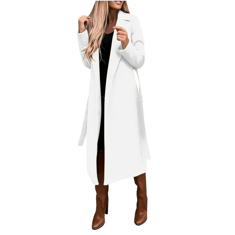 Winter Savings! RQYYD Women's Faux Wool Coat Blouse Thin Coats Trench Long Jacket Ladies Slim Lon... | Walmart (US)