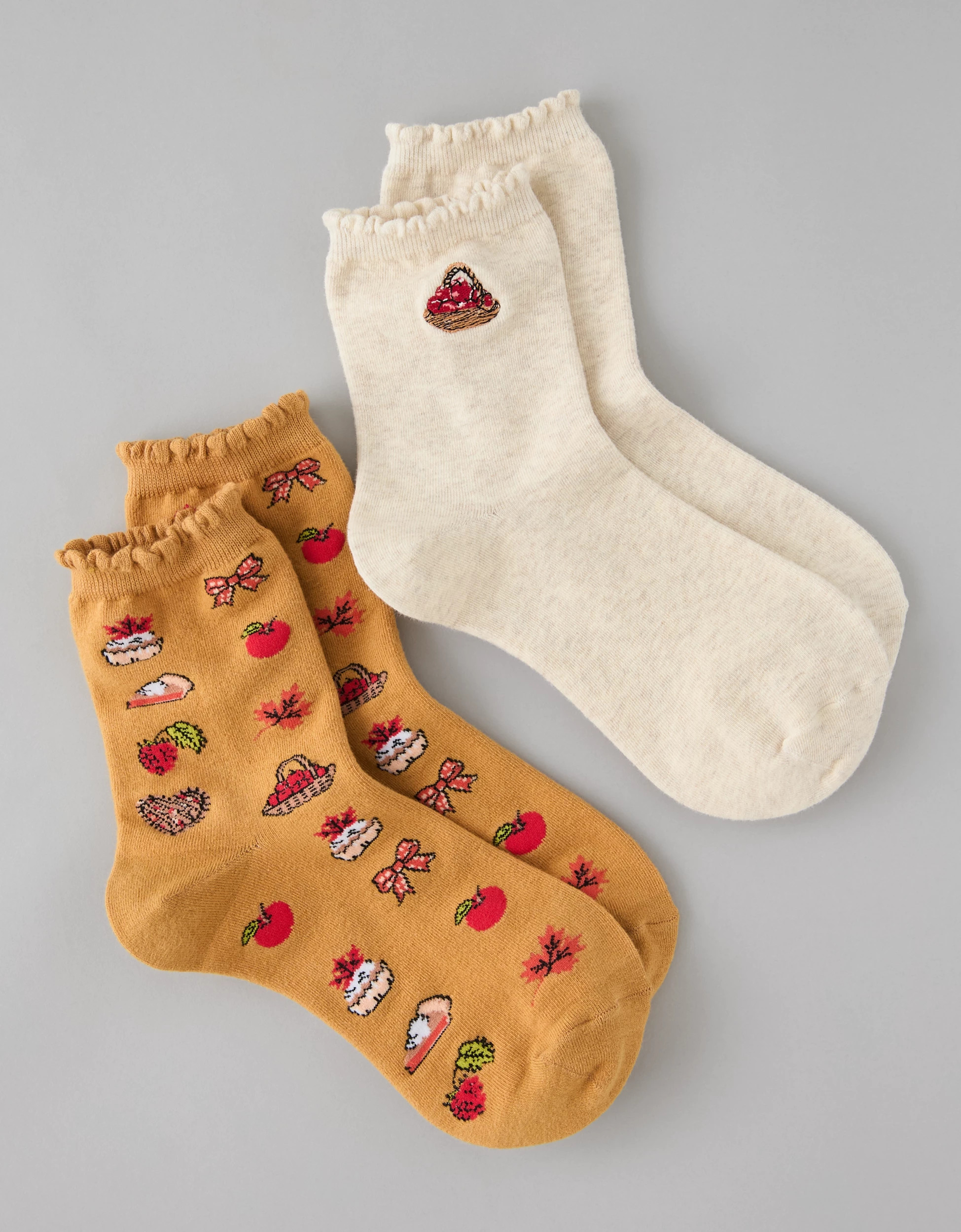 AE Graphic Cropped Crew Socks 2-Pack | American Eagle Outfitters (US & CA)