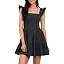 Women's Square Neck Ruffle Denim Dress Jean Mini Dress for Summer | Amazon (US)