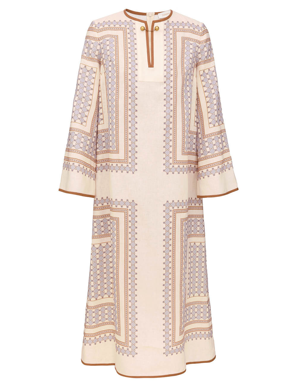 ZIMMERMANN Tunic Midi Dress Cream/Navy Geo Size 1 | ZIMMERMANN (US, CA, EU, MENA)