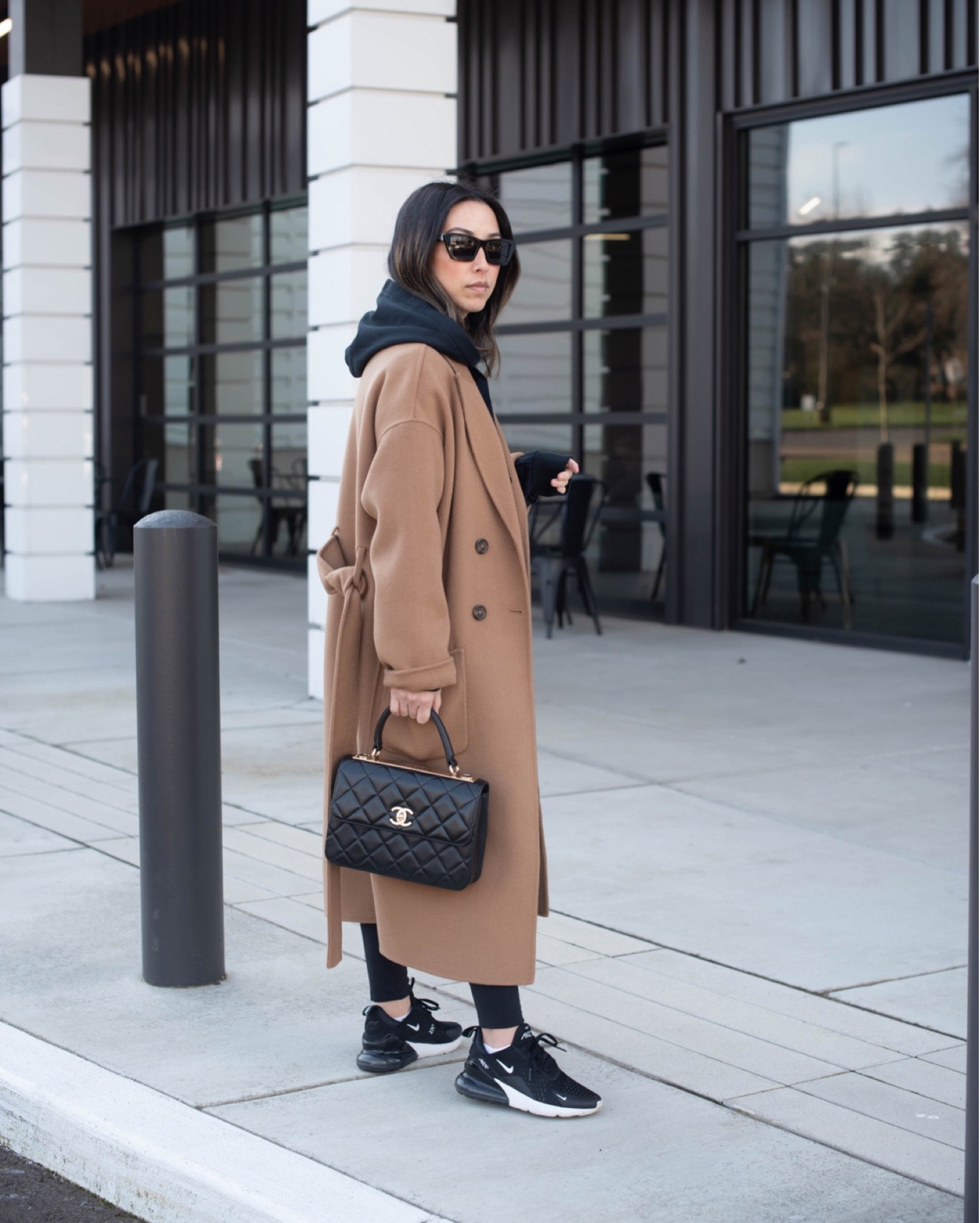 Neutral winter outfit idea. ATHLEISURE outfits. Sweaty Betty hoodie, vuori Leggings, Nike air max 270’s. 

Coat - Anthropologie xxs
Hoodie - Sweaty Betty xs
Leggings - Vuori xs
Sneakers - Nike Air Max 270’s 6 

Street style. Neutral capsule wardrobe. Petite-friendly outfits. 

#LTKshoecrush #LTKitbag #LTKfit