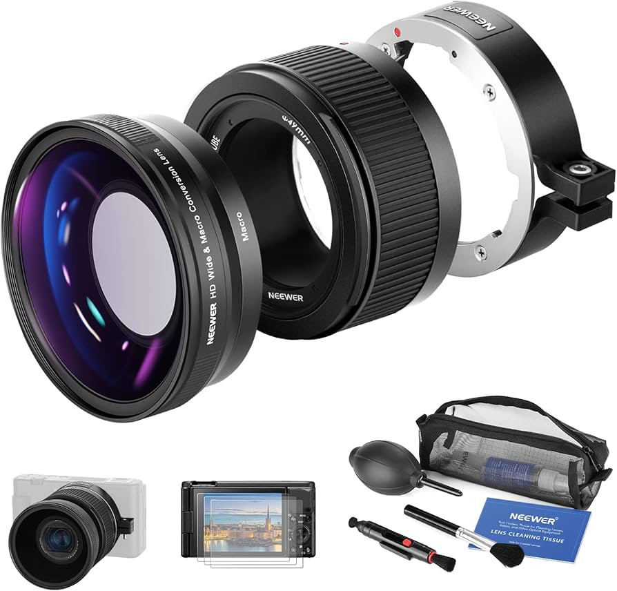 NEEWER 18mm HD Wide Angle Compatible with Sony ZV1 Camera & 2 in 1 10x Macro Additional Lens with... | Amazon (US)