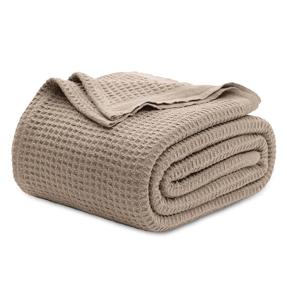 Bedsure 100% Cotton Blanket Queen Size for Bed - Breathable and Soft, Waffle Weave Blanket for Su... | Amazon (US)