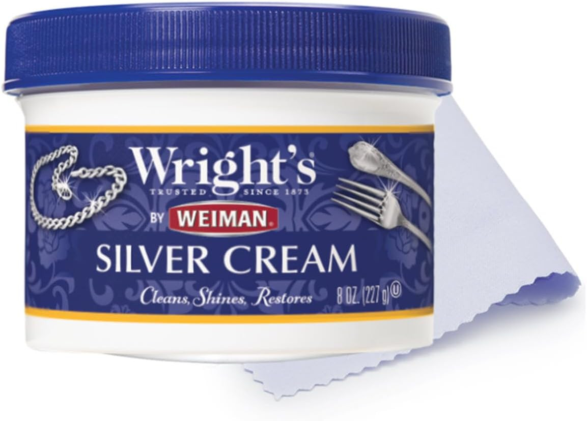 Wright's by Weiman Silver Cleaner and Polish Cream - 8 Ounce with Polishing Cloth - Ammonia-Free - Gently Clean and Remove Tarnish without Scratching | Amazon (US)
