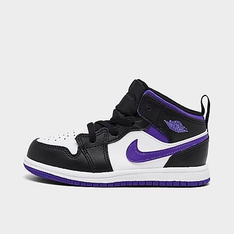 Jordan Kids' Toddler 1 Mid Casual Shoes in Black/White/Purple/Black Size 5.0 Leather | Finish Line (US)