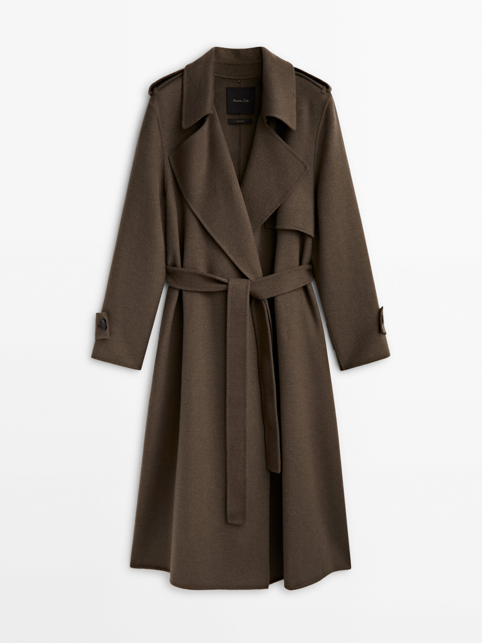 Long trench-effect wool blend coat | Massimo Dutti US