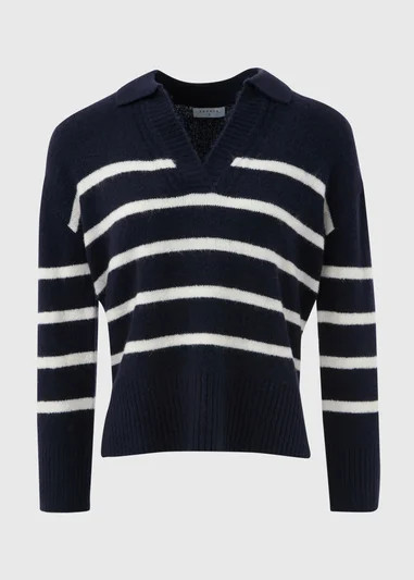 Navy Stripe V-Neck Jumper | Matalan (UK)