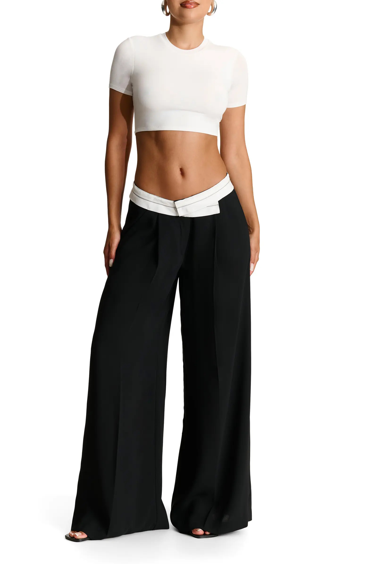 Foldover Waist Wide Leg Trousers | Nordstrom