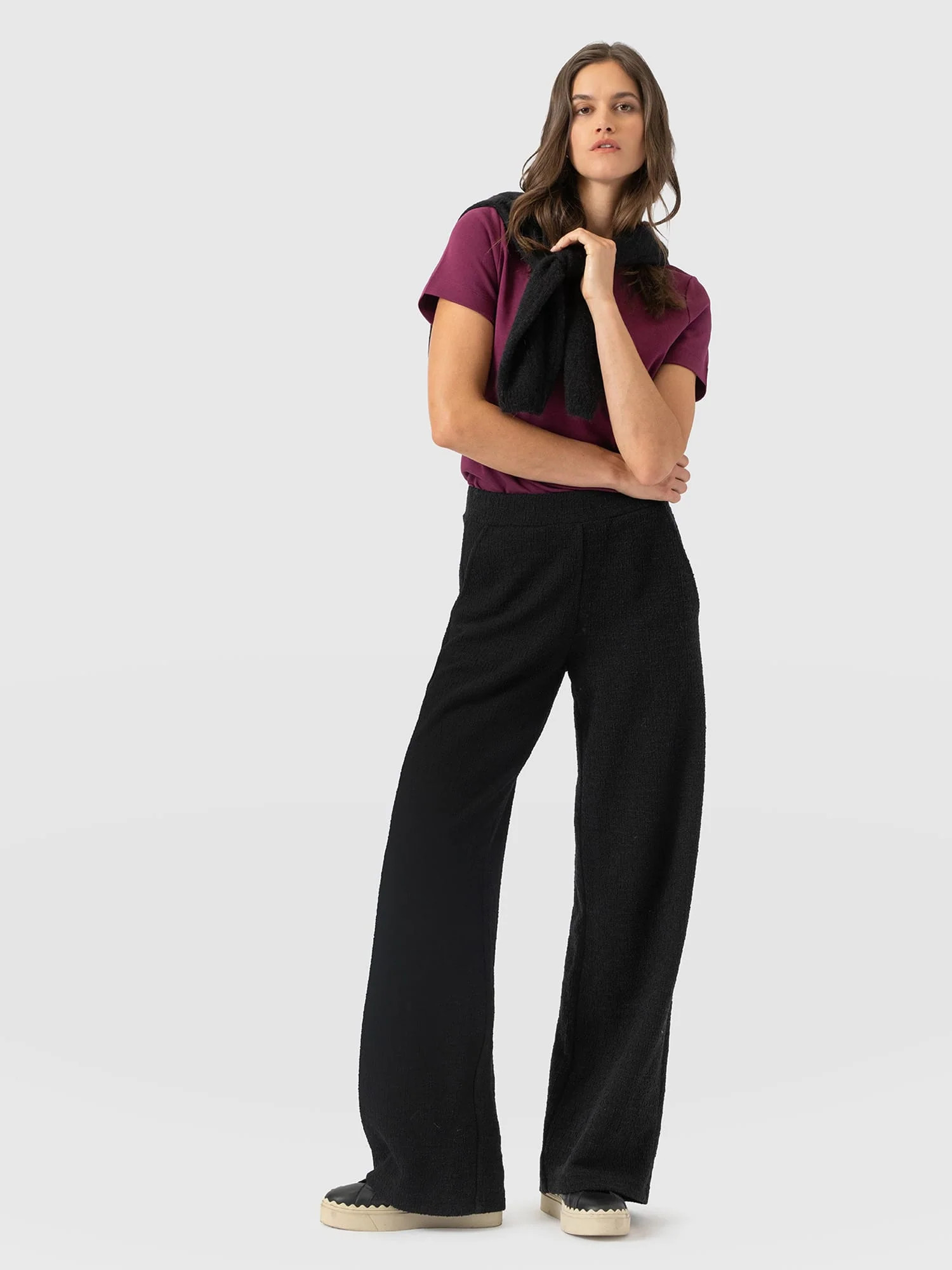 Keller Wide Leg Pant - Black Boucle | Saint + Sofia UK