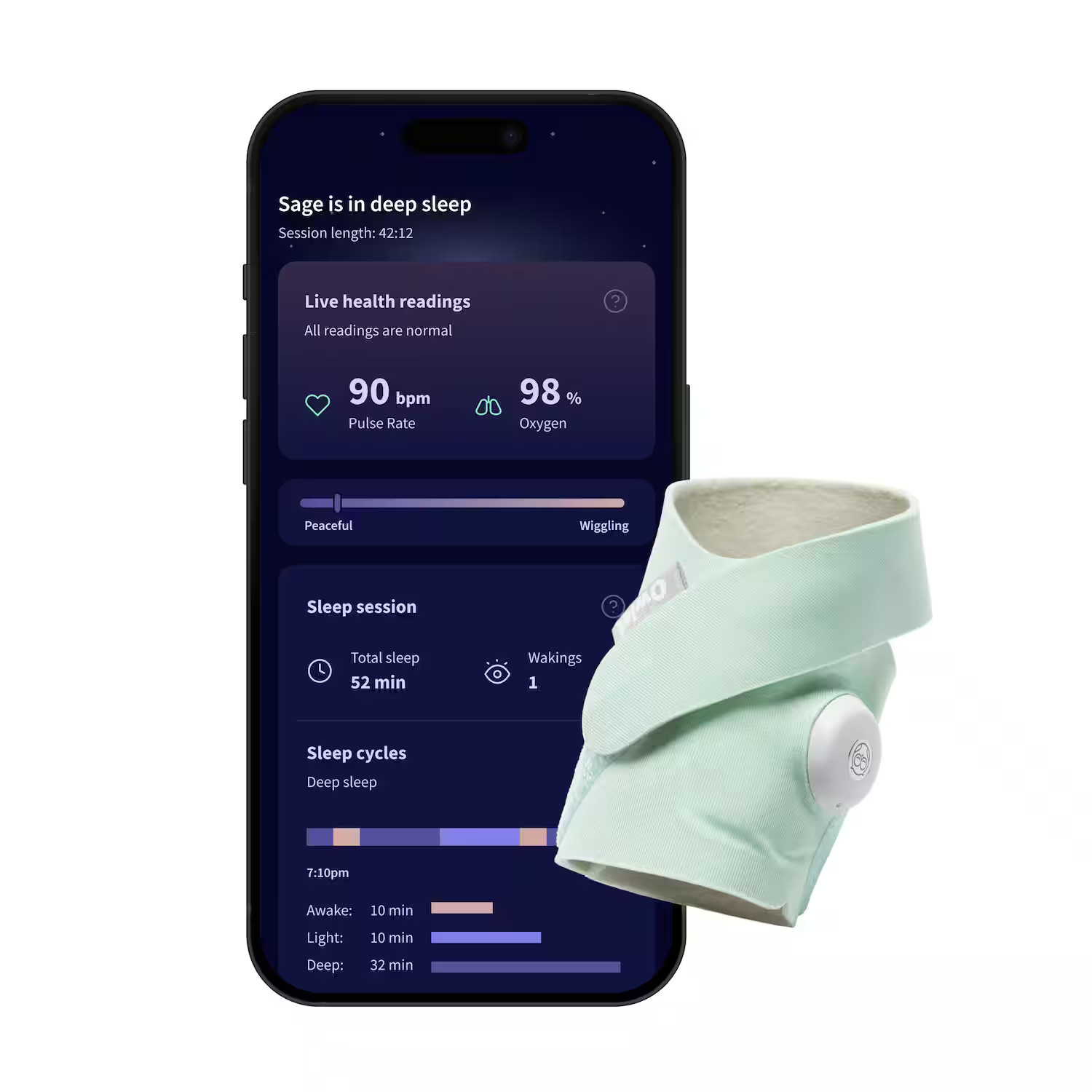 Owlet - Dream Sock – Smart Wearable Baby Monitor with Live Heart Rate & Oxygen Alerts - Mint | Best Buy U.S.