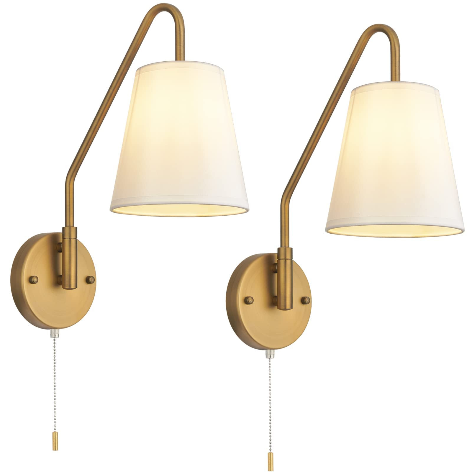 PASSICA DECOR Swing Arm Wall Sconces Set of 2 Hardwired 180 Degree Left and Right Wall Light with... | Amazon (US)