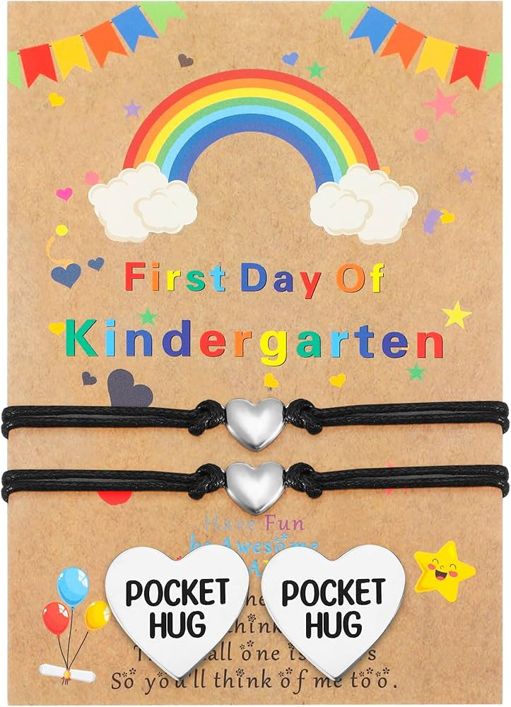 5 Pcs First Day of School kindergarten Gifts 2 Heart Mom and Daughter Bracelets Back to School Gi... | Amazon (US)
