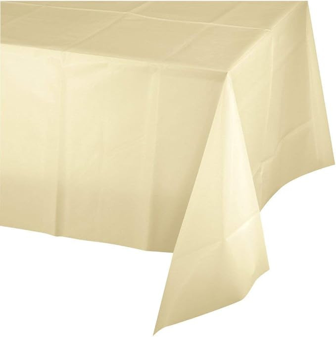 Mountclear 12-Pack Disposable Plastic Tablecloths 54" x 108" Rectangle Table Cover (Ivory) | Amazon (US)